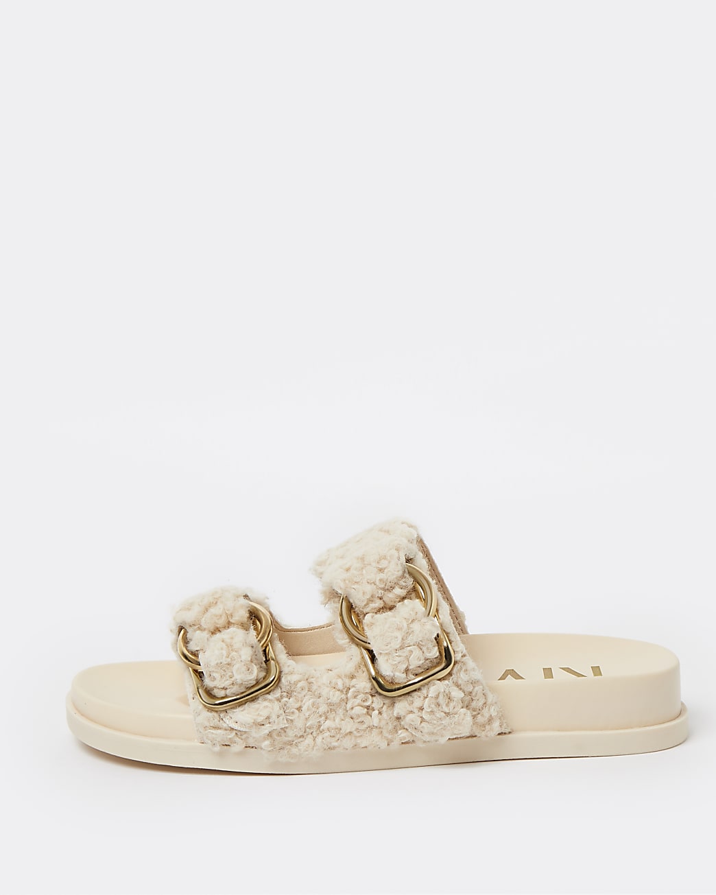 Cream borg sandals