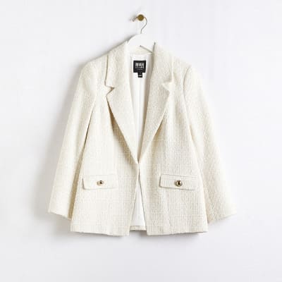 Cream boucle blazer River Island