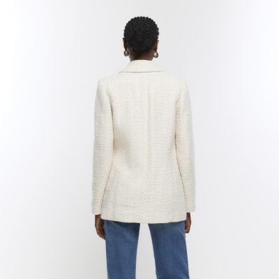 Cream boucle blazer River Island