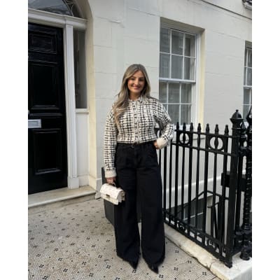 Cream Boucle Knit Pearl Trim Cardigan