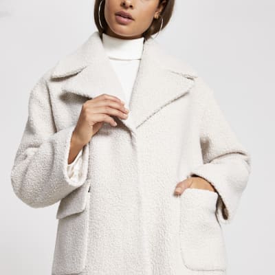 light blue boucle coat