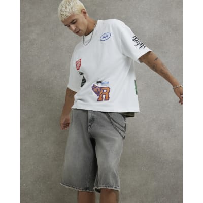 Cream Boxy Fit Americana Badge T-shirt