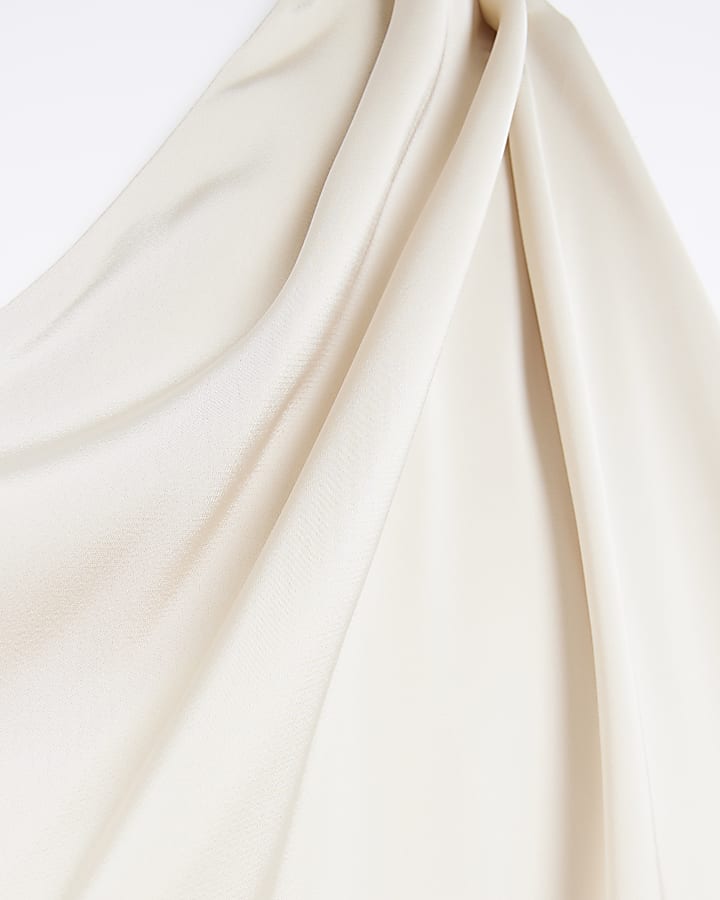 Cream Bridesmaid Drape Shoulder Jumpsuit