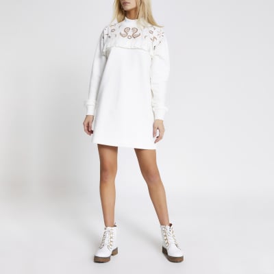 white sweatshirt dress