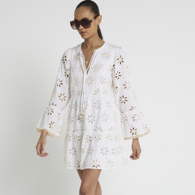 White shops broderie smock dress