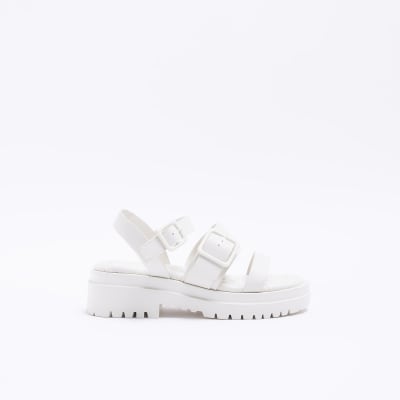 Cream buckle dad sandals