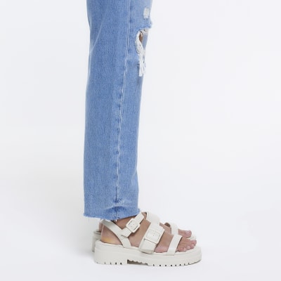 Cream buckle dad sandals River Island