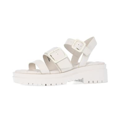 360 degree animation of product Cream buckle detail sandals frame-2