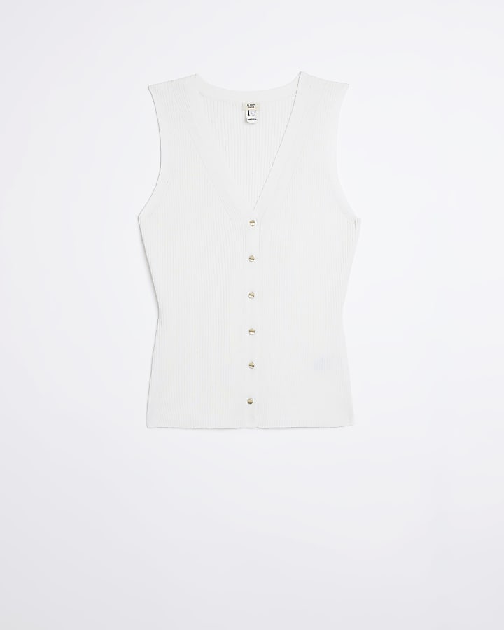 Cream buttoned up vest top
