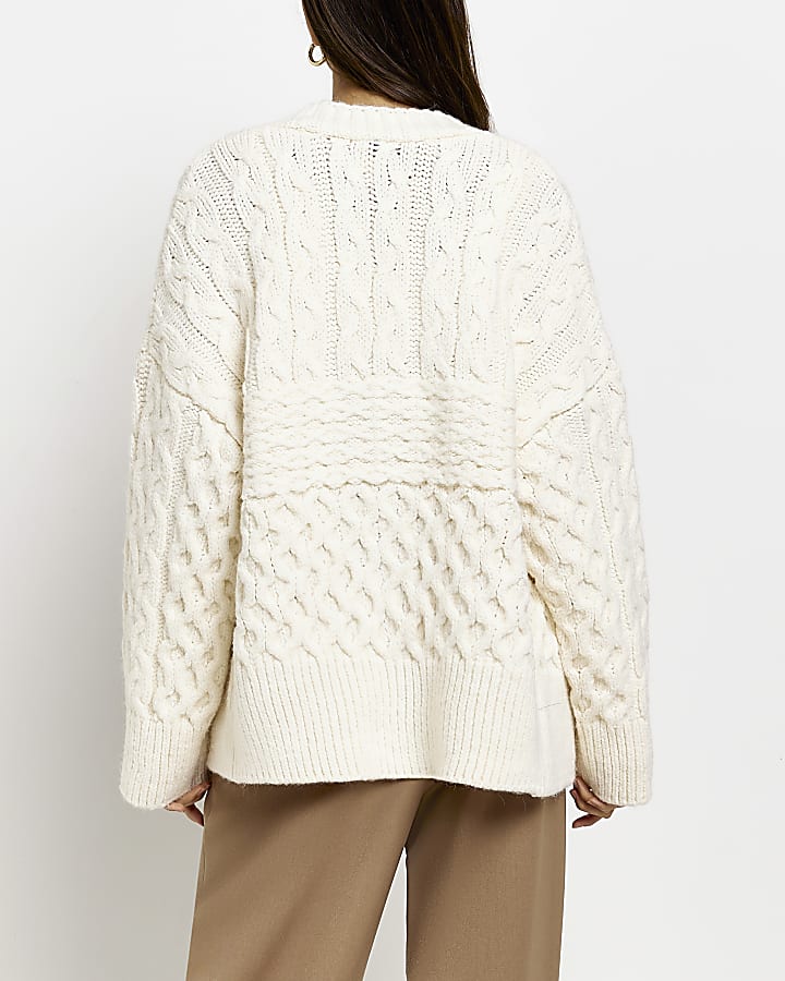 Cream cable knit cardigan