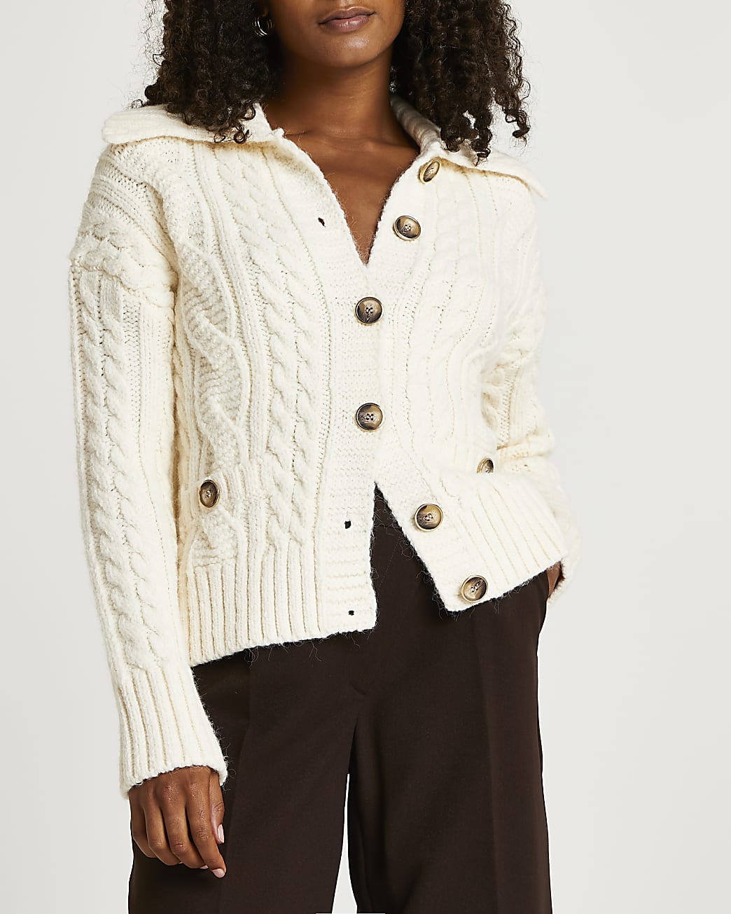 Cream cable knit cardigan