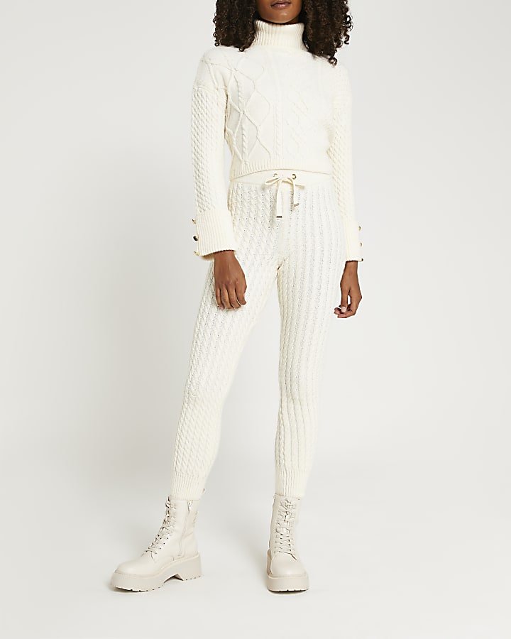 Cream cable knit cropped jumper