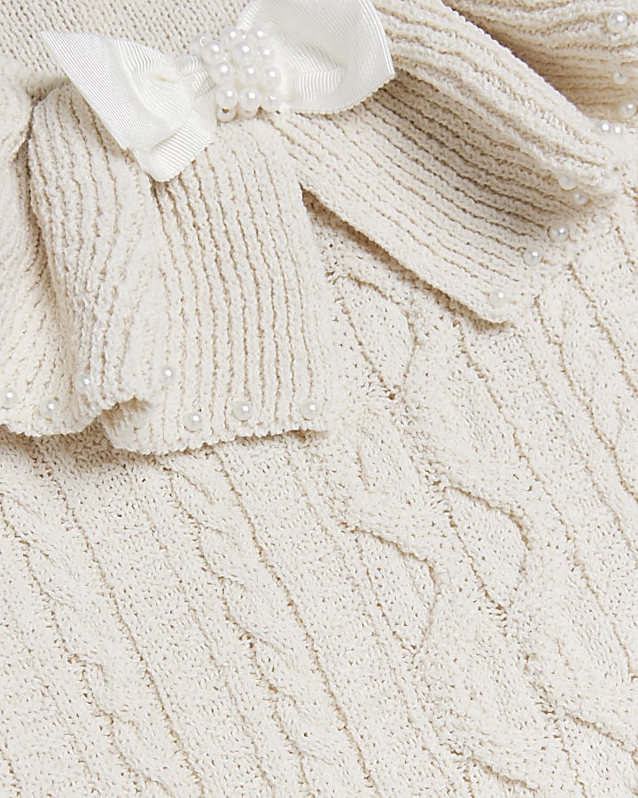 Cream cable knit short sleeve top