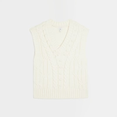 Cream cable knit tank top