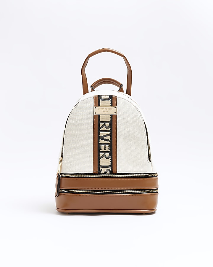 Cream canvas RI backpack