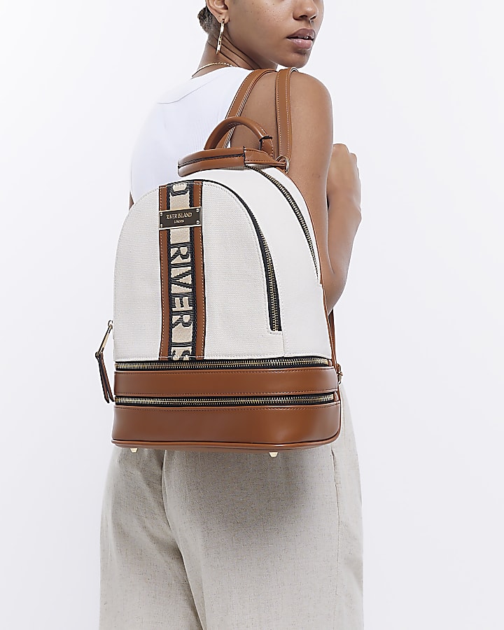 Cream canvas RI backpack