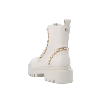 Lace up hot sale cream boots