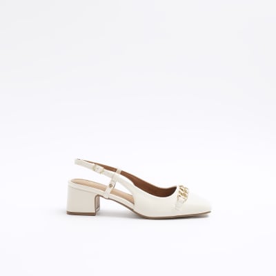 Cream sling store back shoes