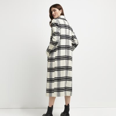 river island cream check duster jacket