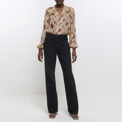 Cream chiffon floral blouse River Island