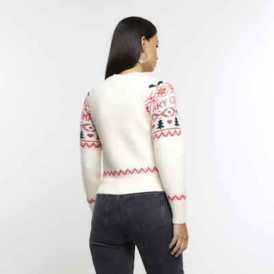 Cream Christmas jumper River Island