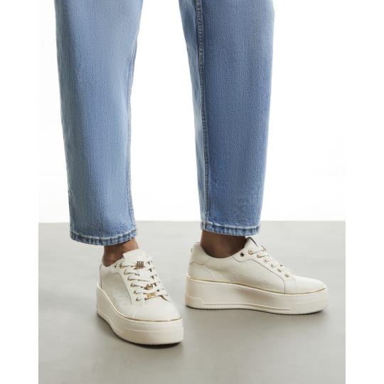 River Island Cream Chunky Charm Monogram Trainers