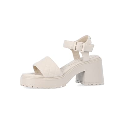 Cream chunky heeled sandals | River Island