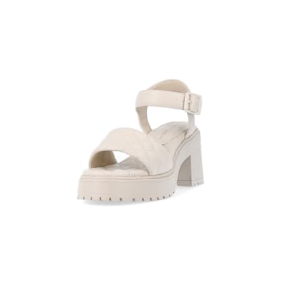 Cream chunky heeled sandals | River Island