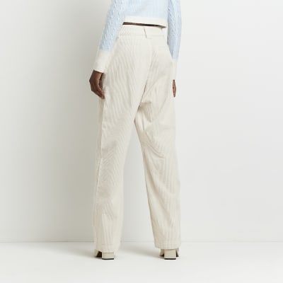 cream wide leg trousers