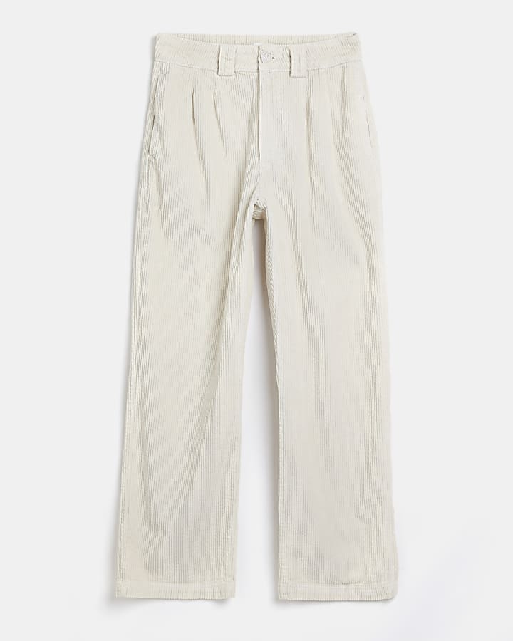 Cream corduroy wide leg trousers