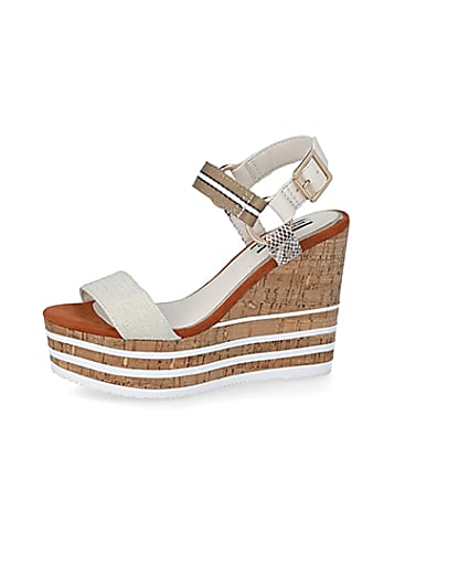 360 degree animation of product Cream cork detail wedge sandals frame-2