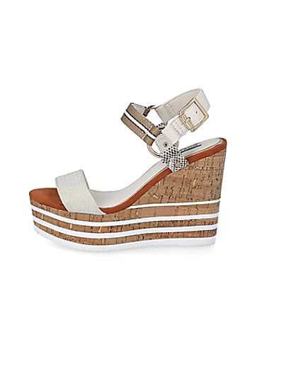 360 degree animation of product Cream cork detail wedge sandals frame-3
