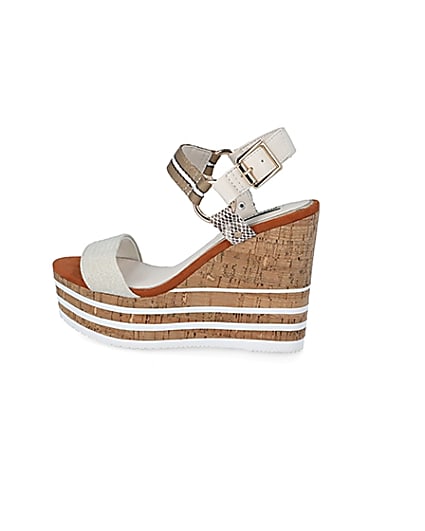 360 degree animation of product Cream cork detail wedge sandals frame-4