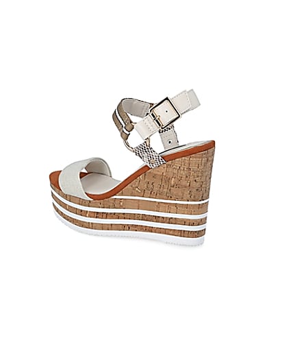 360 degree animation of product Cream cork detail wedge sandals frame-5