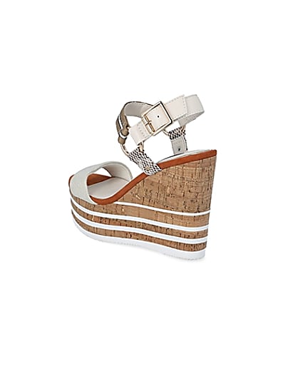 360 degree animation of product Cream cork detail wedge sandals frame-6
