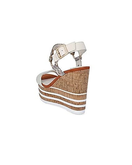 360 degree animation of product Cream cork detail wedge sandals frame-7