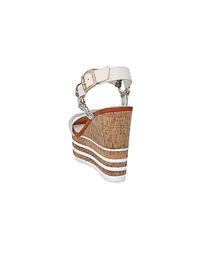 360 degree animation of product Cream cork detail wedge sandals frame-8