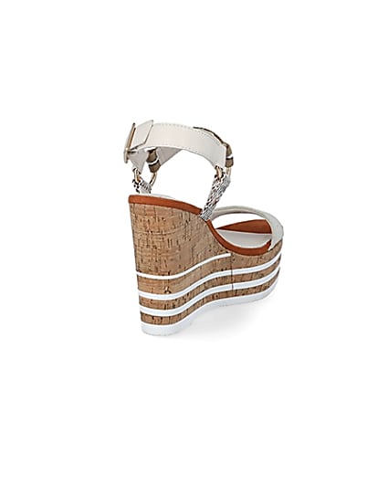 360 degree animation of product Cream cork detail wedge sandals frame-11