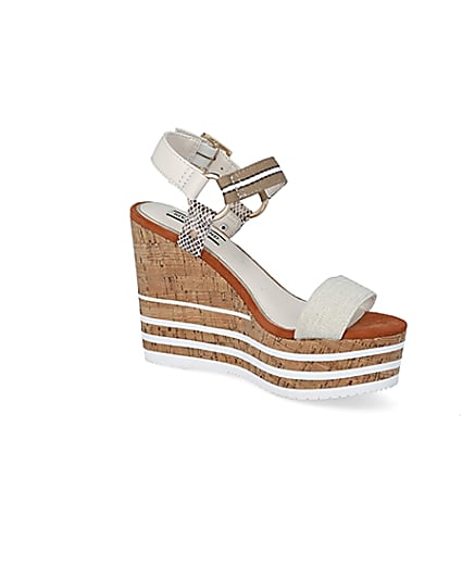 360 degree animation of product Cream cork detail wedge sandals frame-17