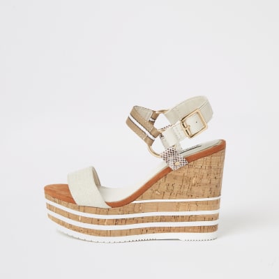 river island orange wedges