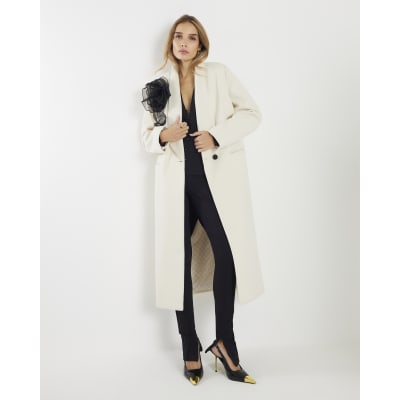 Cream Corsage Longline Coat
