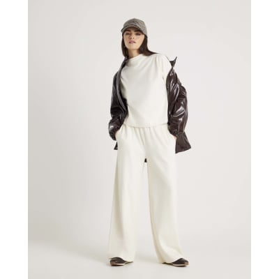 Cream Cosy Wide Leg Trousers