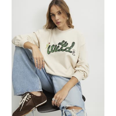 Cream Cotton blend Cactus Sweatshirt