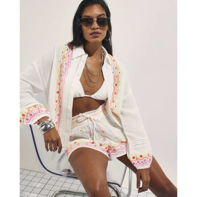 Cotton Mirror Embroidered Shirt