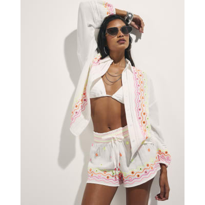 Cotton Mirror Embroidered Shorts