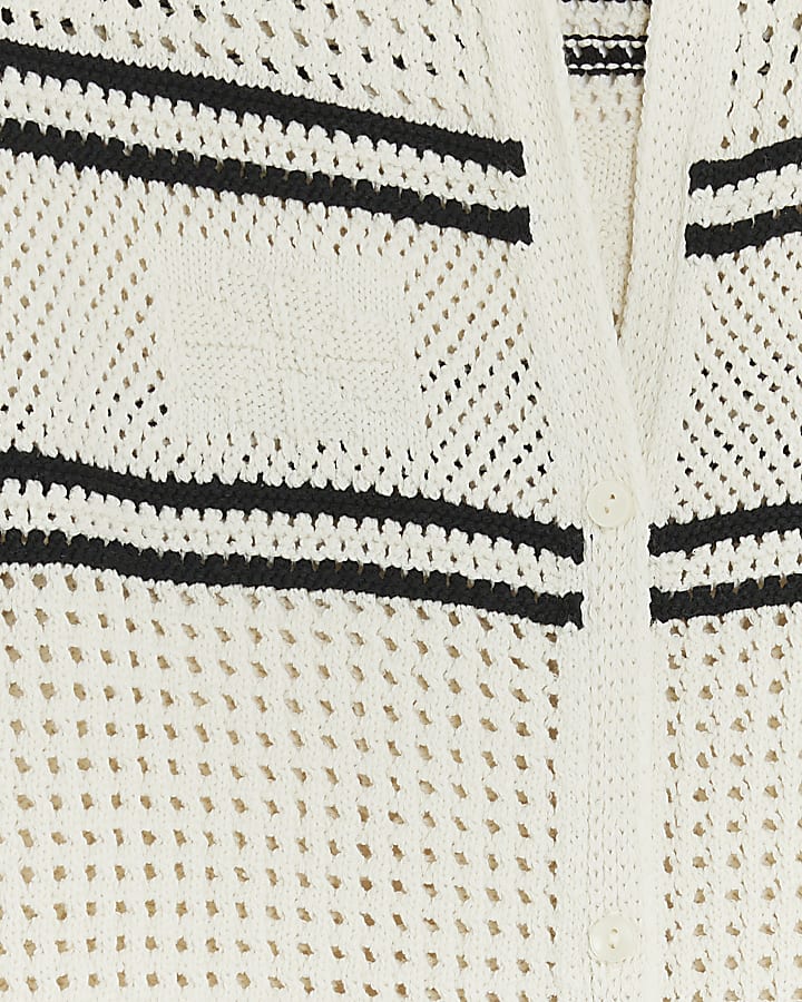 Cream crochet button up mini dress