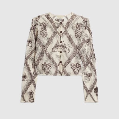 Cream Crochet Embroidered Beach Cardigan