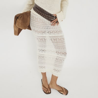 Cream Crochet Maxi Skirt