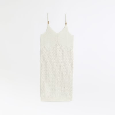 Cream crochet mini dress | River Island