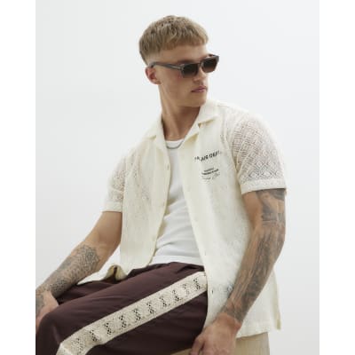 Cream Crochet Palais Short Sleeve Shirt